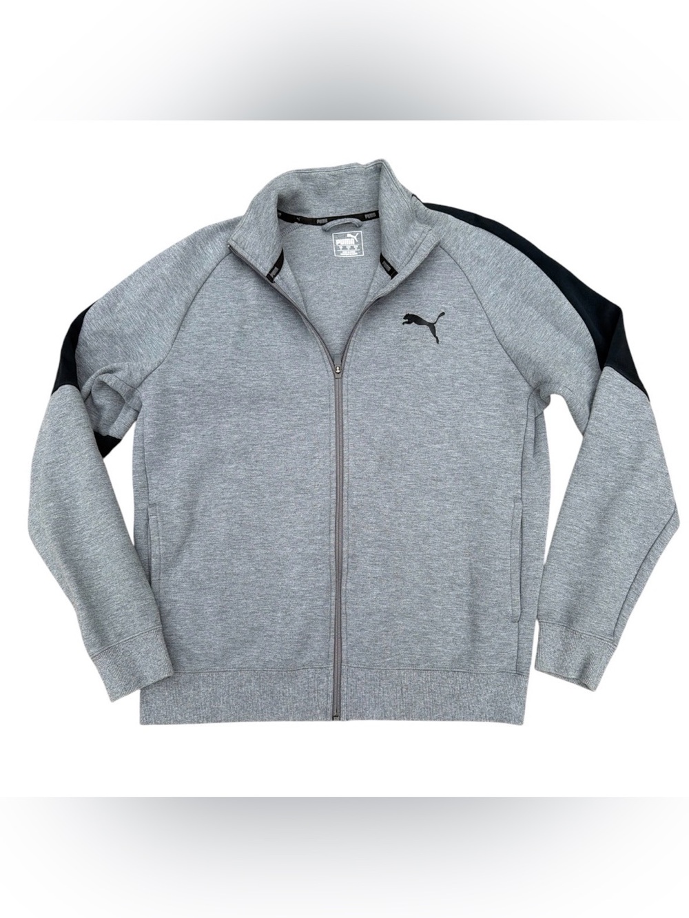Puma Men's Gray Full-Zip Performance Jacket with Black Logo